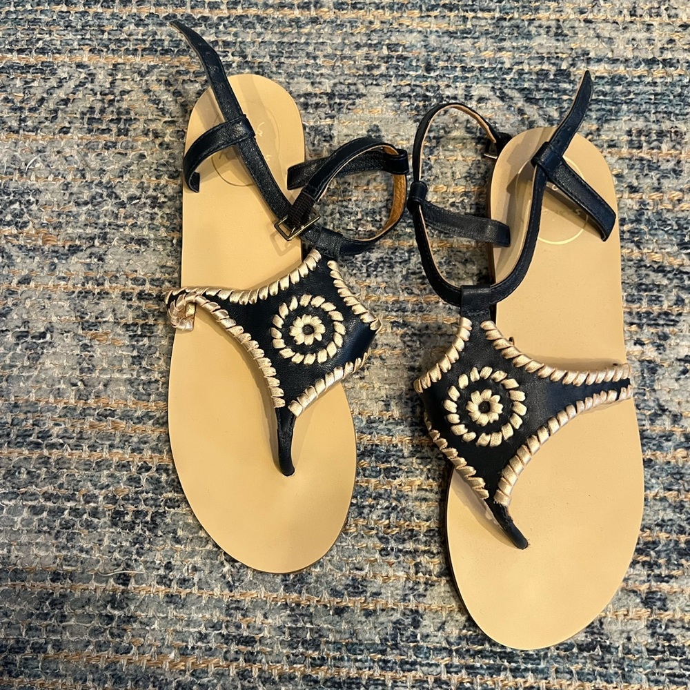 Jack Rogers Maci Sandals in Navy/Gold - Size 6.5 NWT